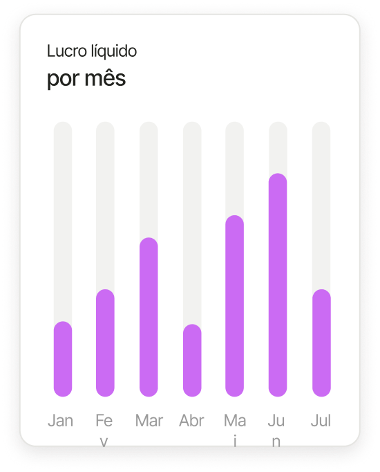 Gráfico de barras: lucro líquido por mês (janeiro a julho)