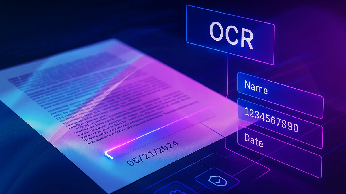 Leitor OCR capturando dados precisos e reduzindo retrabalho