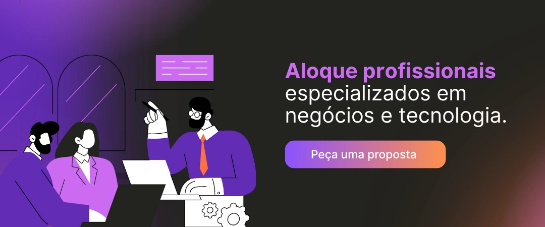 Aloque profissionais especializados em negócios e tecnologia.